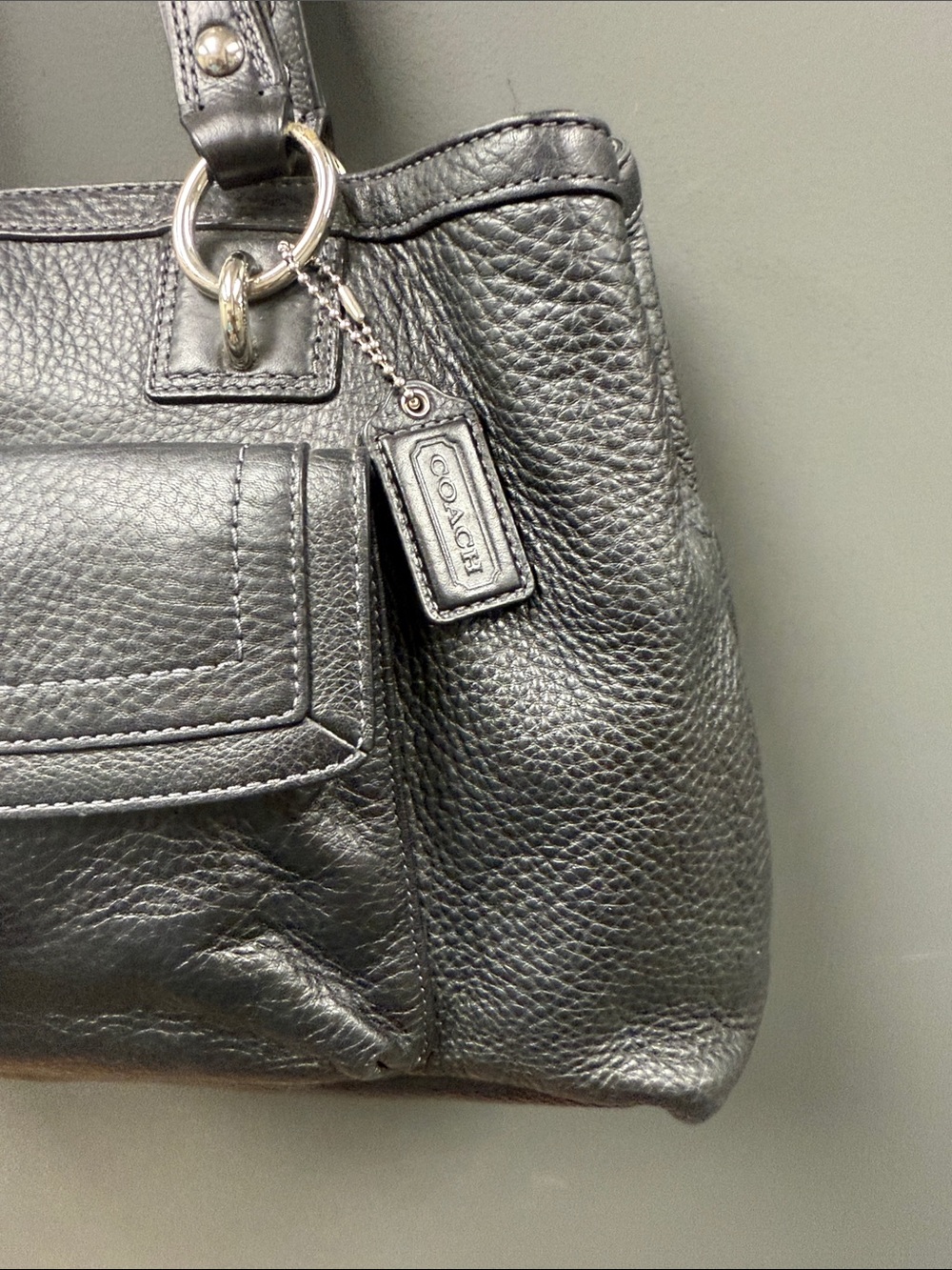 Vintage Coach Penelope Pebbled Leather Turnlock Satchel - Black-EUC - Picture 6 of 13